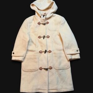Vintage Eddie Bauer Women's White Wool Toggle Coat Jacket Medium